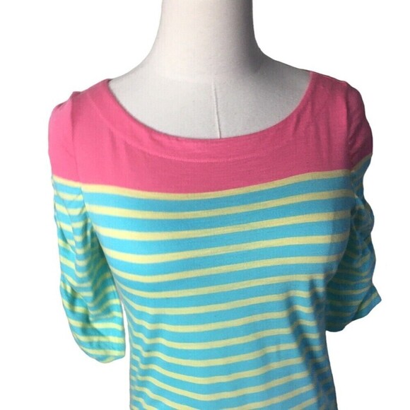 Lilly Pulitzer Women's Small Color Block Striped Kaleb Shirt Dress Cotton Blue - Picture 3 of 7